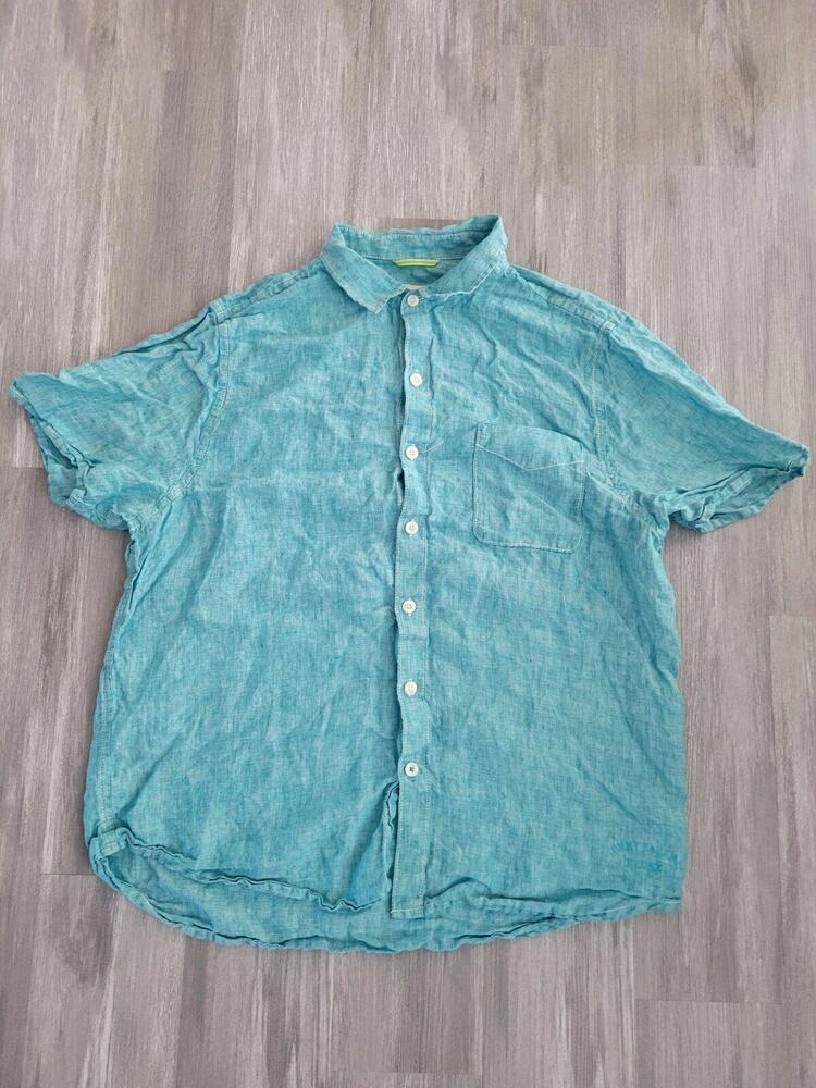 Tommy Bahama shirt Sea Glass blue Short Sleeve Camp Shirt, River Blue, XLT